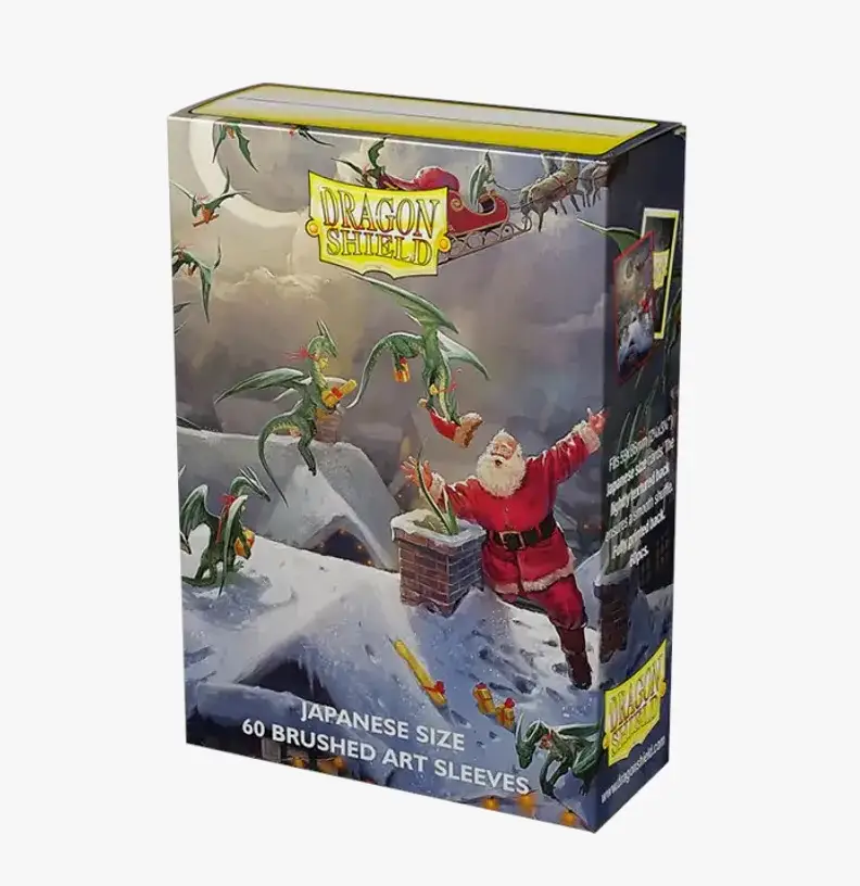 Limited edition Christmas Dragon 2023 Japanese art card sleeves by Dragon Shield, featuring festive dragon design, 60-pack for card games.