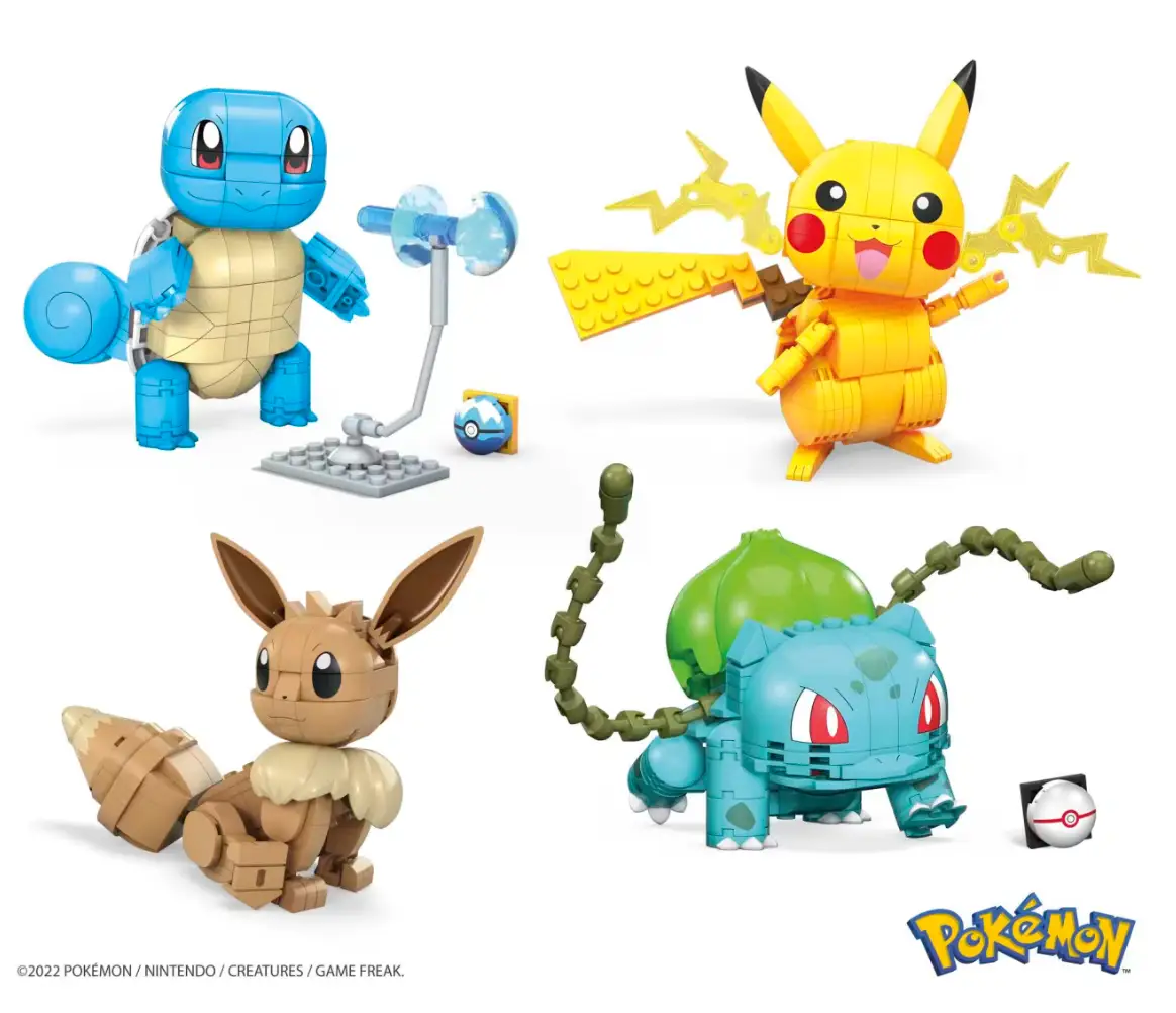 Mega Pokémon building toy kit featuring an action figure and accessories for kids, by THE MIGHTY HOBBY SHOP.
