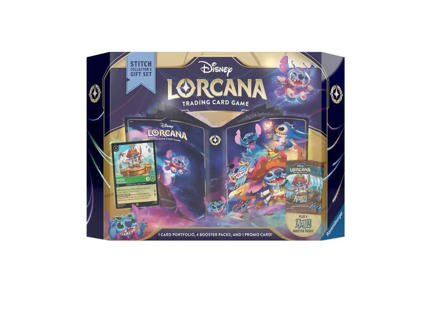 Disney Lorcana Stitch trading card from the Collector's Gift Set, featuring colorful artwork and collectible details.