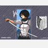 Mikasa Ackerman from Attack on Titan Battle for Humanity playmat featuring detailed anime artwork and vibrant colors.