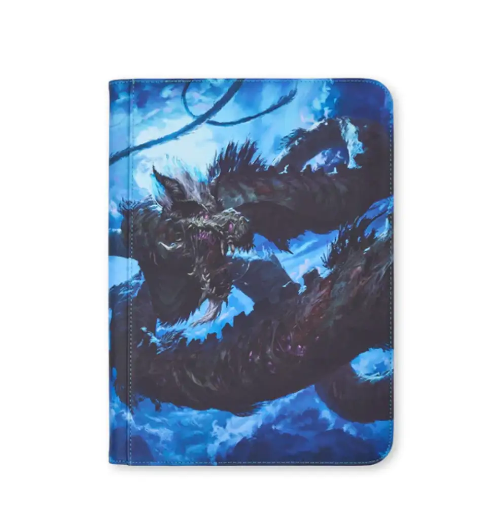 9-pocket binder from The Mighty Hobby Shop holding up to 360 trading cards, with clear view of card slots and sturdy cover.