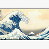 Black-stitched Ultra Pro fine art playmat featuring The Great Wave Off Kanagawa design, ideal for gaming and collectible displays.