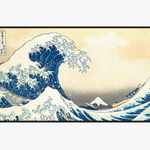 Black-stitched Ultra Pro fine art playmat featuring The Great Wave Off Kanagawa design, ideal for gaming and collectible displays.
