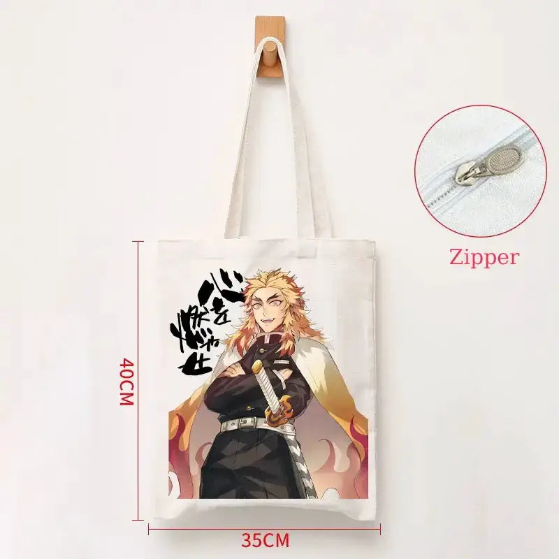 Demon Slayer Canvas Bag: Nezuko & Tanjiro Zipper Tote by Infinite Visibility