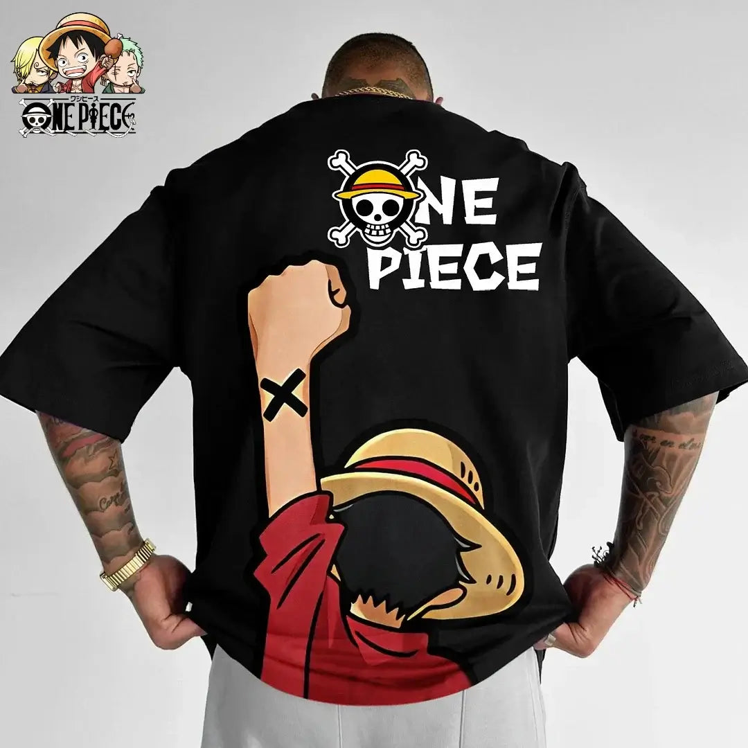 One Piece Graphic T-Shirt: Luffy & Zoro Oversized Streetwear