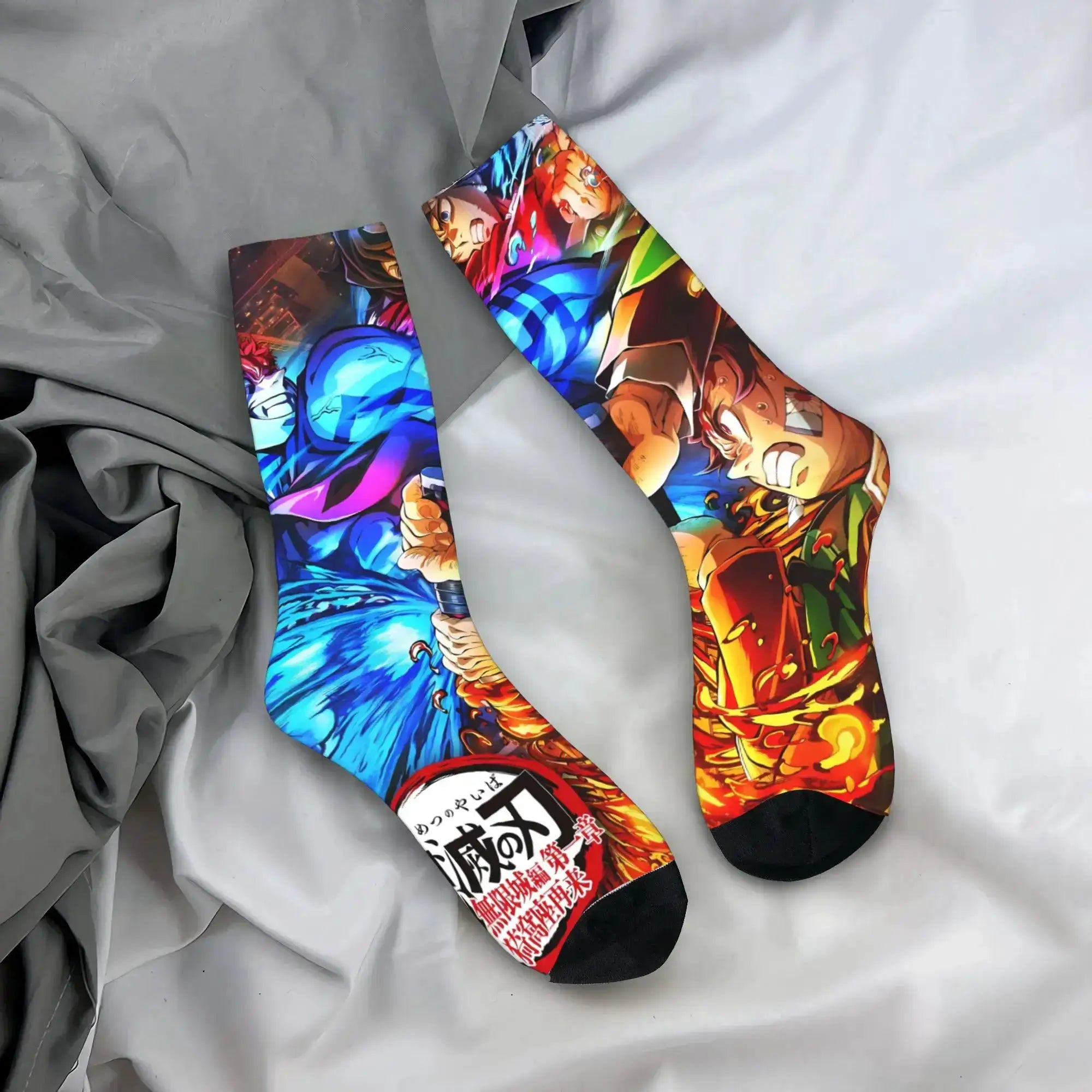 Demon Slayer Socks: Nezuko & Giyu Trendy Skateboard Style by Infinite Visibility
