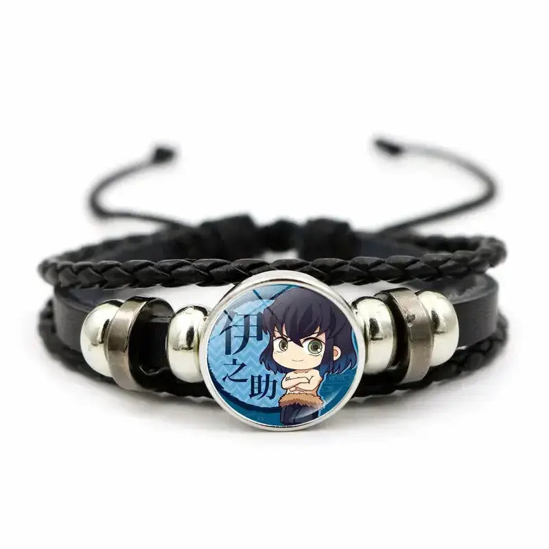 Demon Slayer Bracelet: Tanjiro & Nezuko Leather Charm by Infinite Visibility