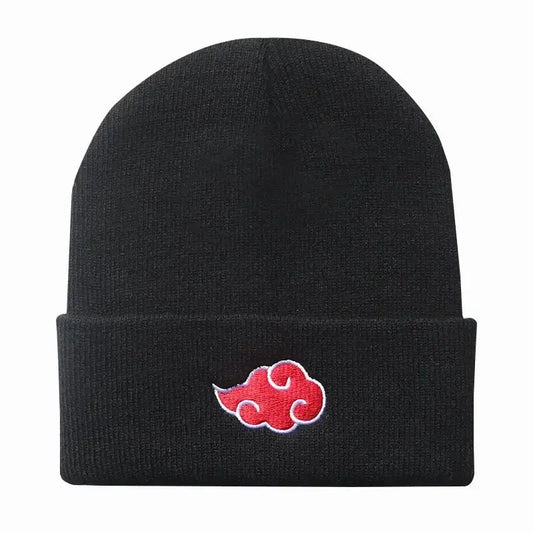 Akatsuki Beanie: Red Cloud Embroidery Warm Knit Hat