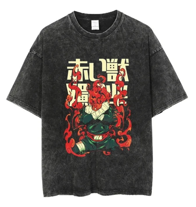 Uchiha Sasuke T-shirt: Retro Washed Oversized Anime Tee