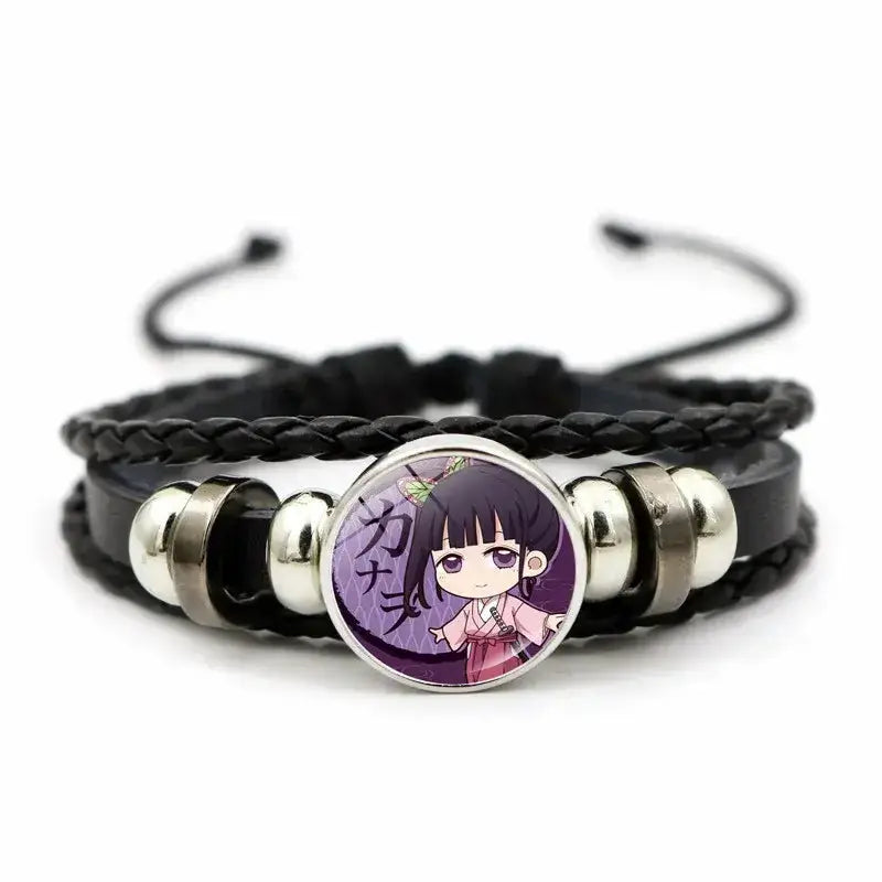 Demon Slayer Bracelet: Tanjiro & Nezuko Leather Charm by Infinite Visibility