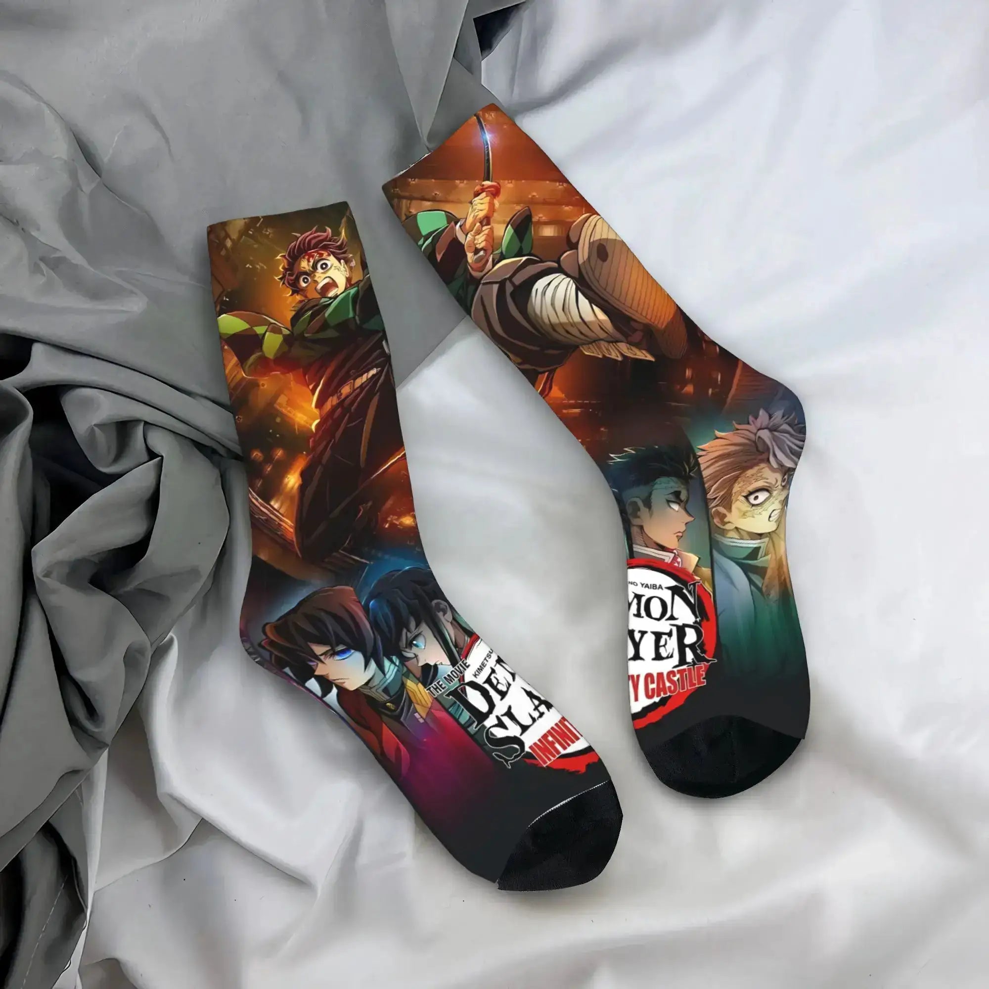 Demon Slayer Socks: Nezuko & Giyu Trendy Skateboard Style by Infinite Visibility