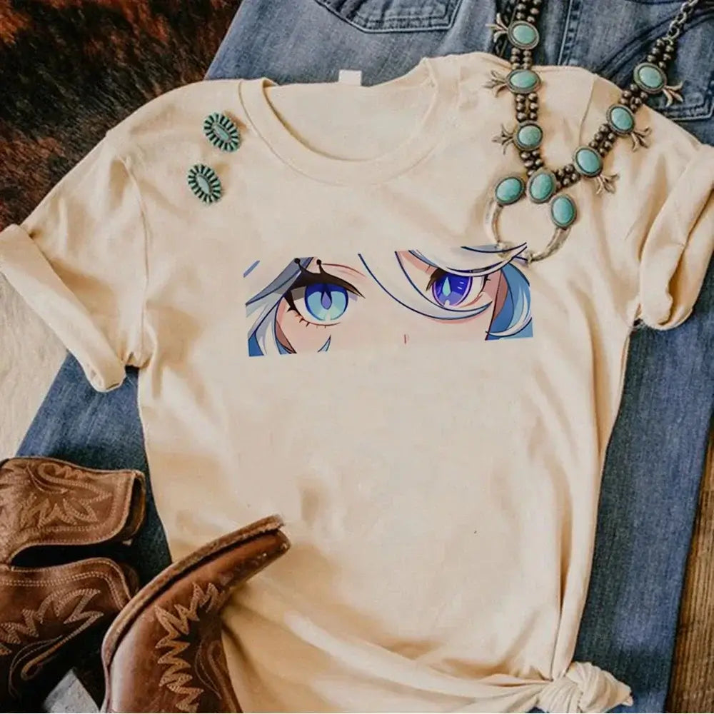 Genshin Impact Furina T-Shirt Comic Y2k Anime Tee