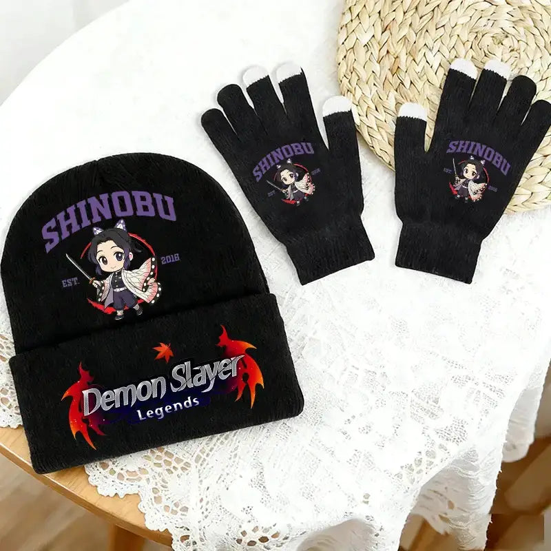 Demon Slayer Hat Gloves Set: Tanjiro Winter Knit Kit by Infinite Visibility