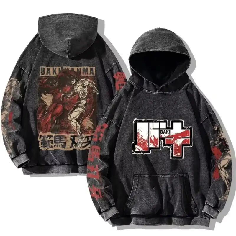 Baki Hanma Anime Print Hoodie Vintage Streetwear