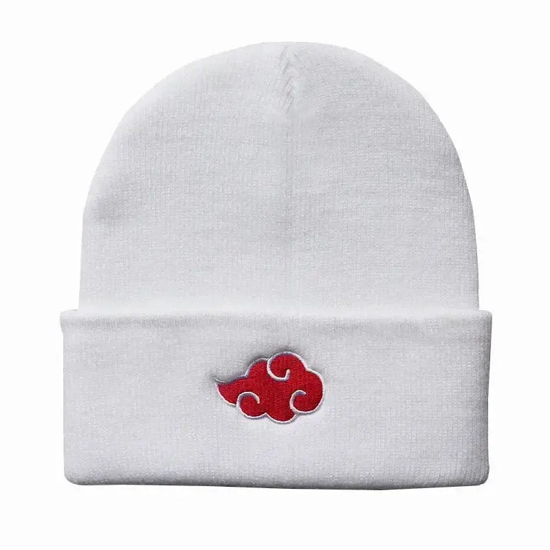 Akatsuki Beanie: Red Cloud Embroidery Warm Knit Hat by Infinite Visibility