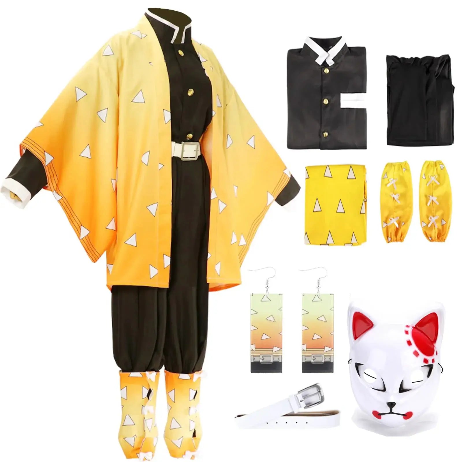 Zenitsu Cosplay Costume: Demon Slayer Kimono Wig Set by Infinite Visibility