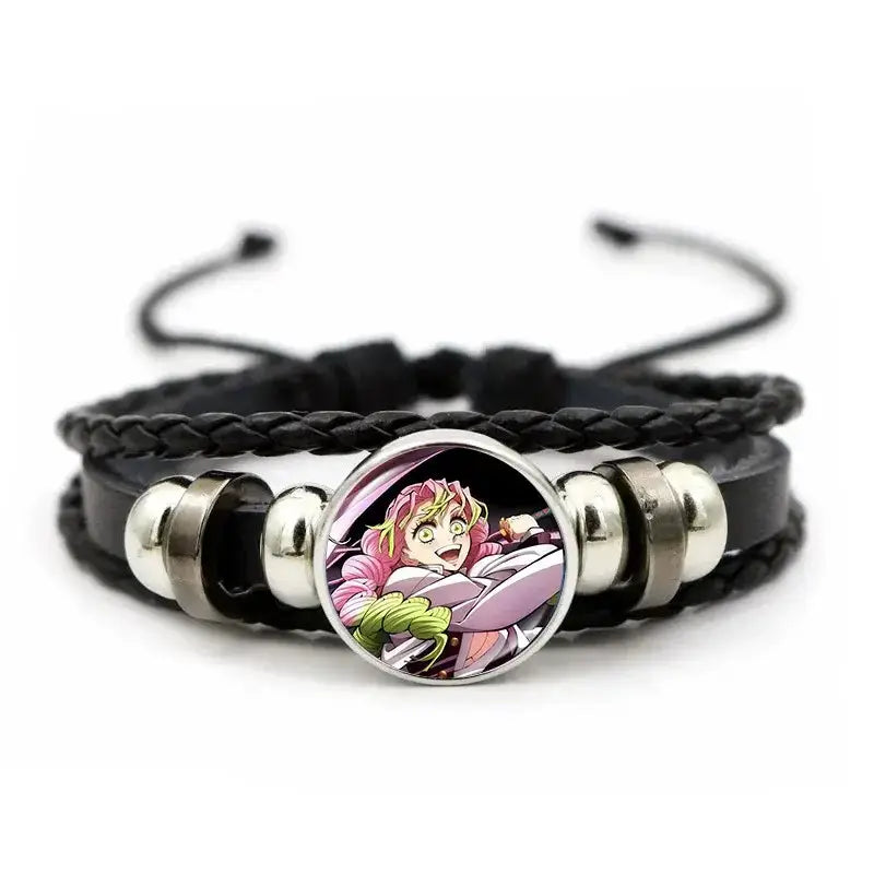 Demon Slayer Bracelet: Tanjiro & Nezuko Leather Charm by Infinite Visibility