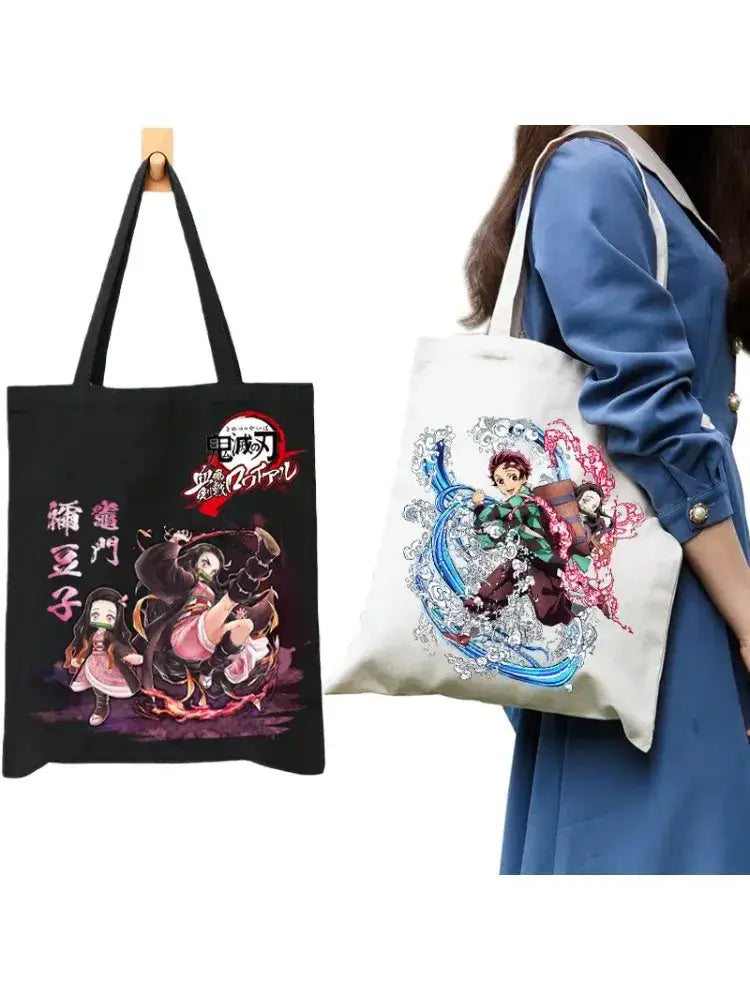 Demon Slayer Canvas Bag: Nezuko & Tanjiro Zipper Tote by Infinite Visibility