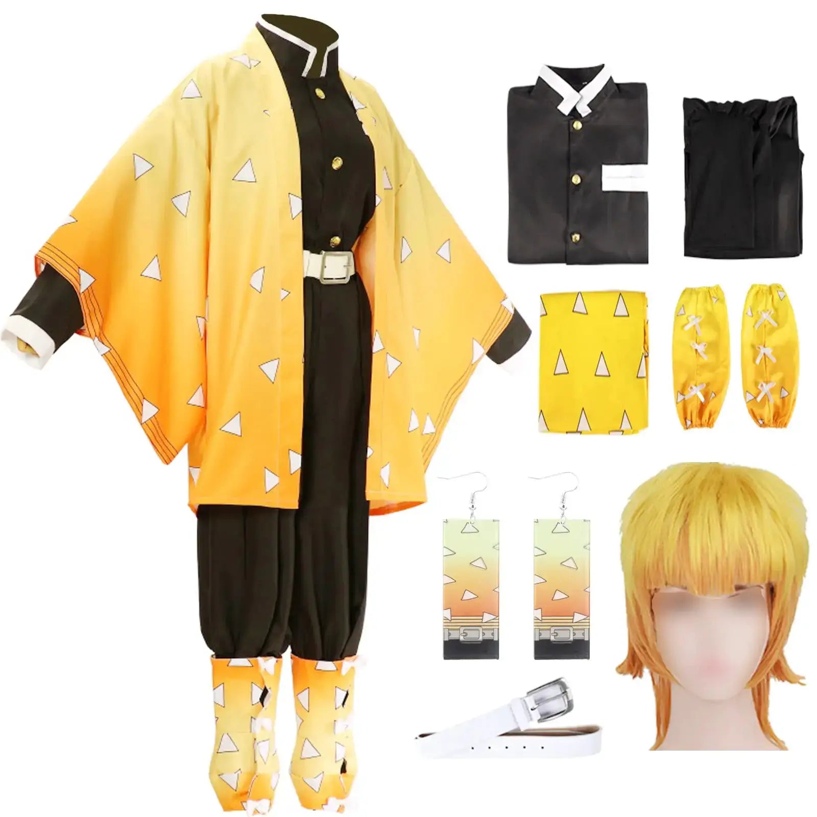 Zenitsu Cosplay Costume: Demon Slayer Kimono Wig Set by Infinite Visibility