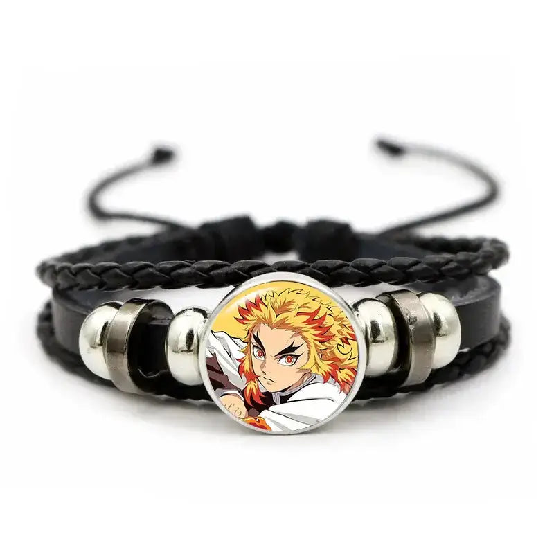 Demon Slayer Bracelet: Tanjiro & Nezuko Leather Charm by Infinite Visibility