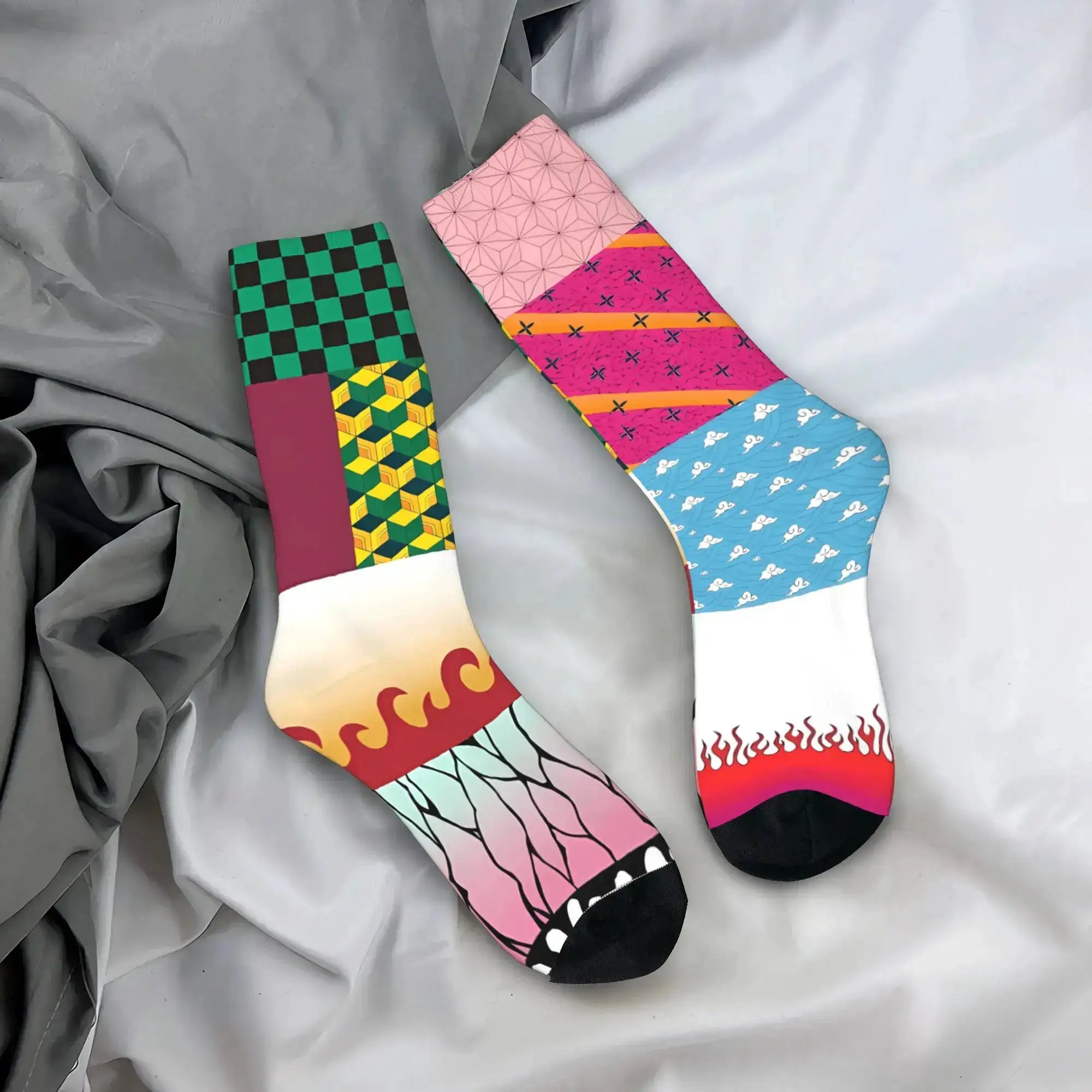 Demon Slayer Socks: Nezuko & Giyu Trendy Skateboard Style by Infinite Visibility