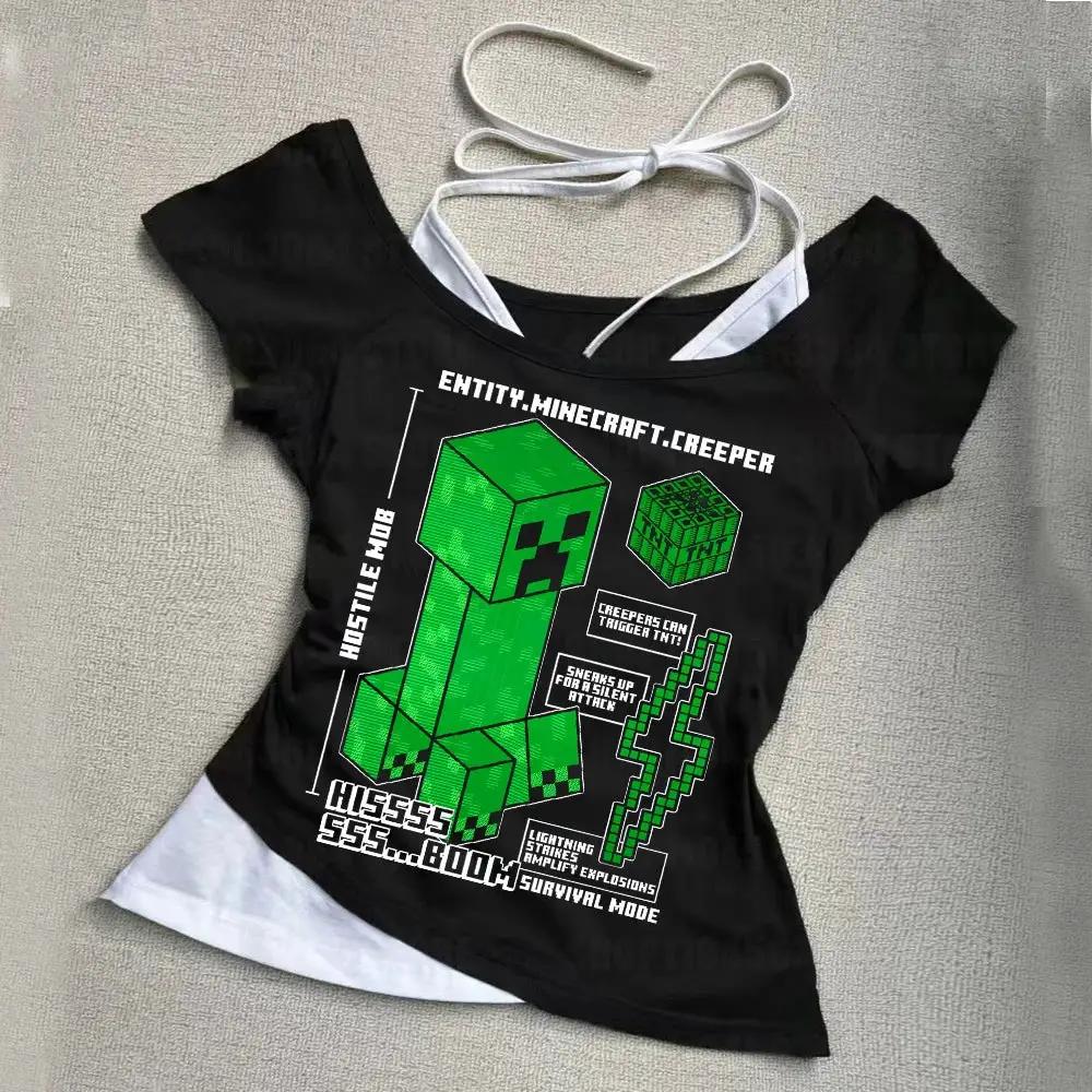Punk Gothic Slim Baby Tee Y2k Off Shoulder Top by Infinite Visibility