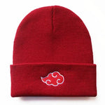 Akatsuki Beanie: Red Cloud Embroidery Warm Knit Hat by Infinite Visibility
