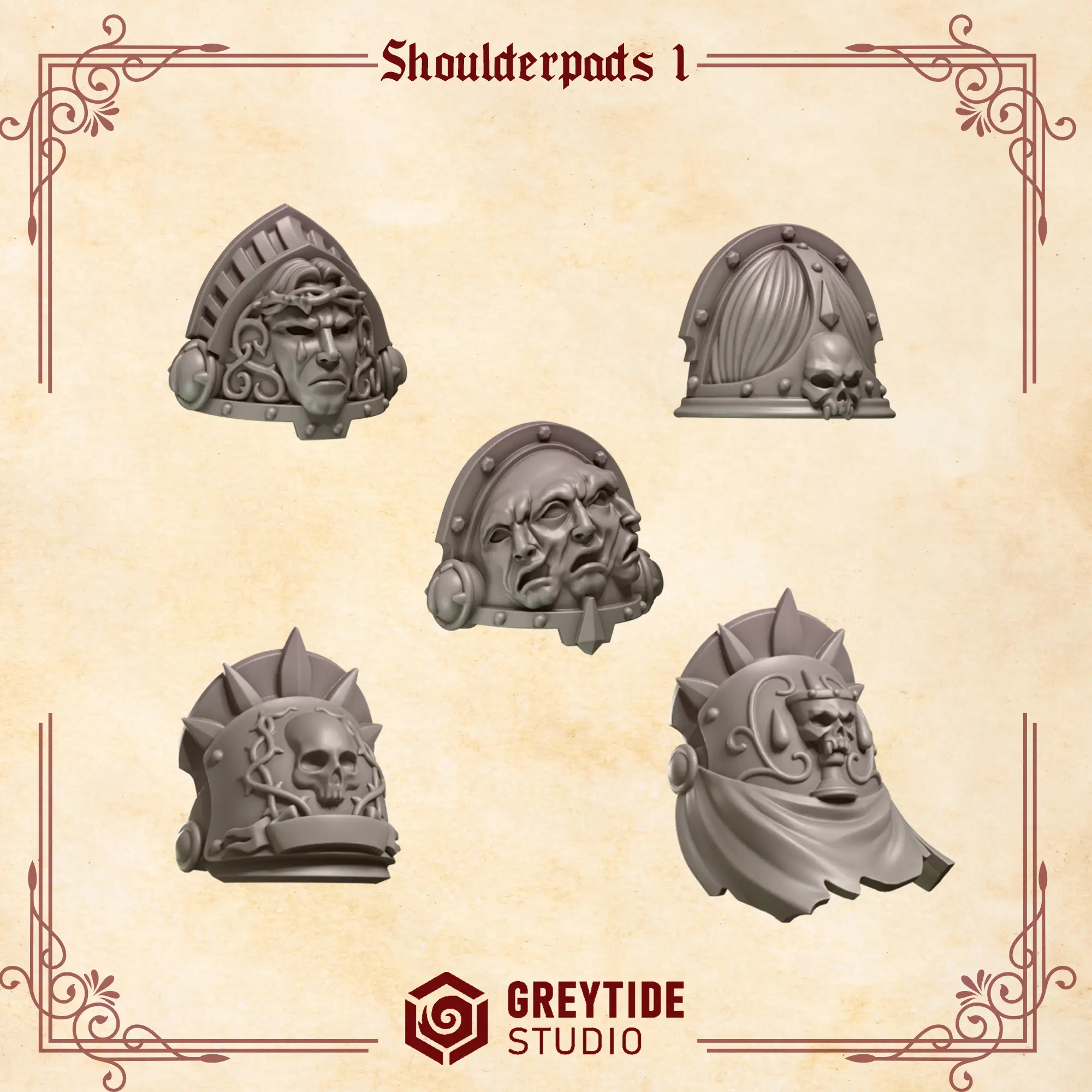 3d Printed Crimson Lords Shoulderpads x10 by Greytide Studio by Last Hope Miniatures