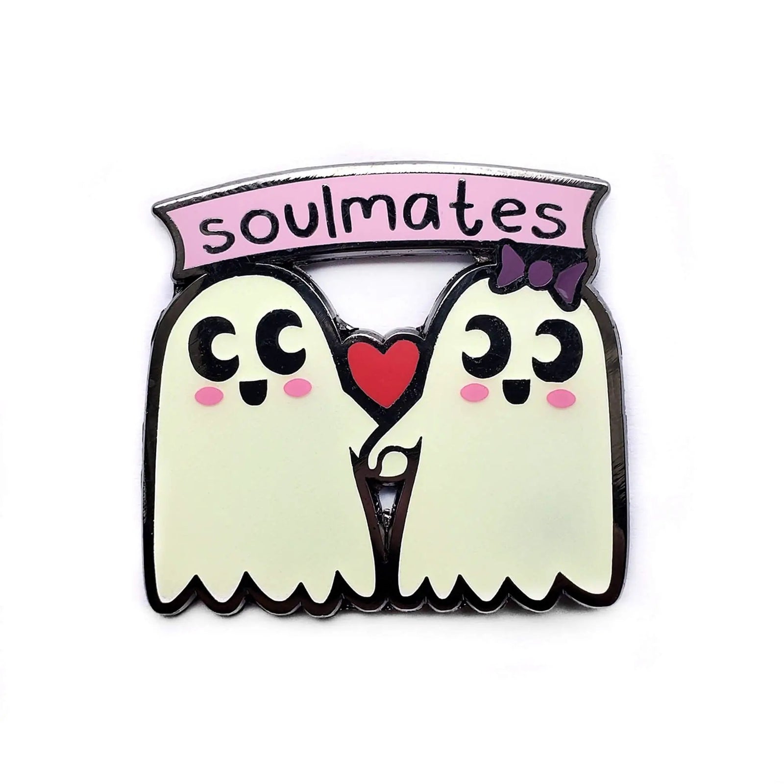 Kolorspun Soul Mates enamel pin featuring a heart and arrow design, perfect for pin collection or accessory display.