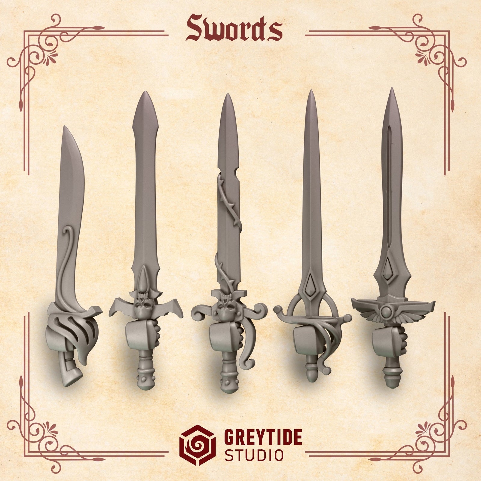 3d Printed Crimson Lords Swords x10 by Greytide Studio