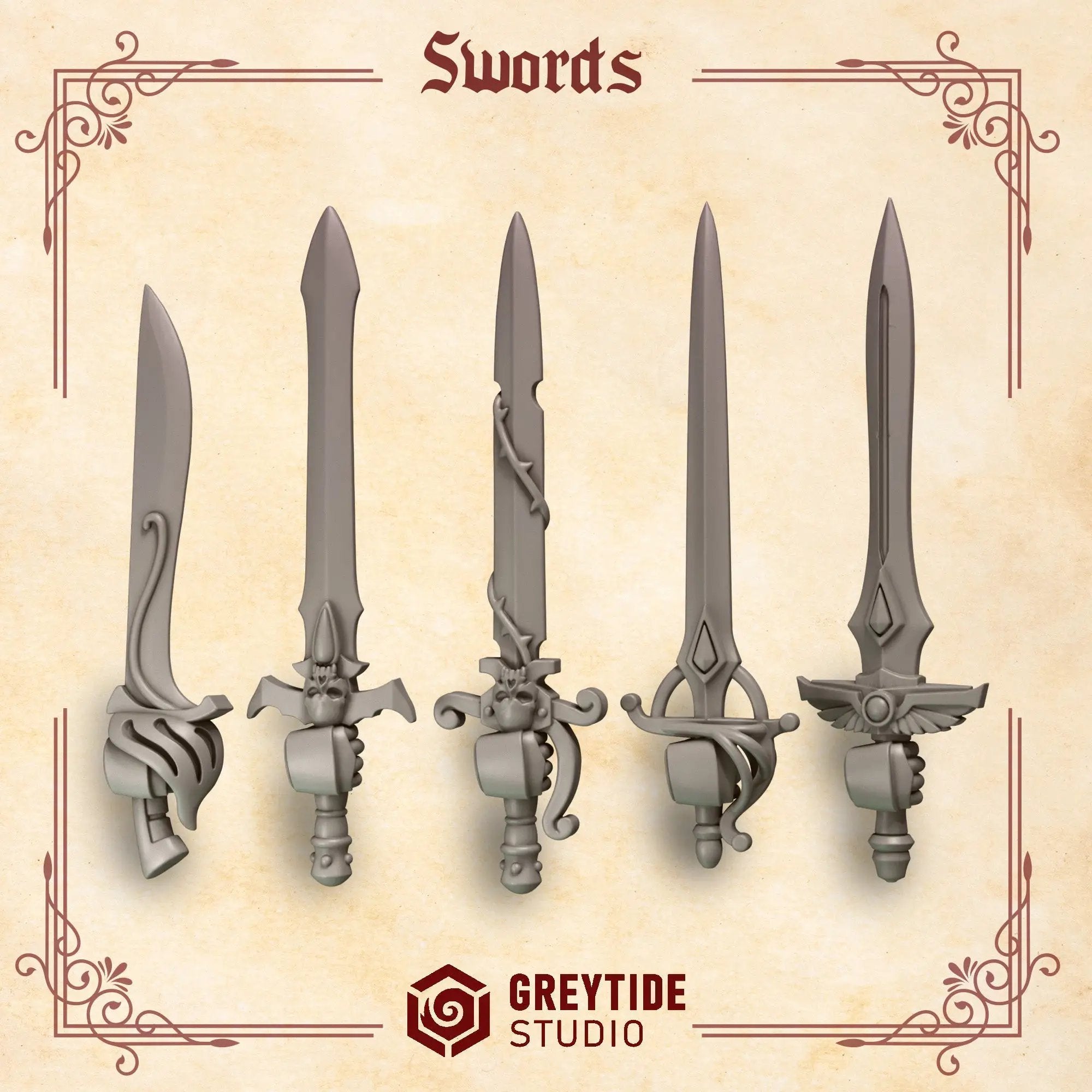 3d Printed Crimson Lords Swords x10 by Greytide Studio by Last Hope Miniatures