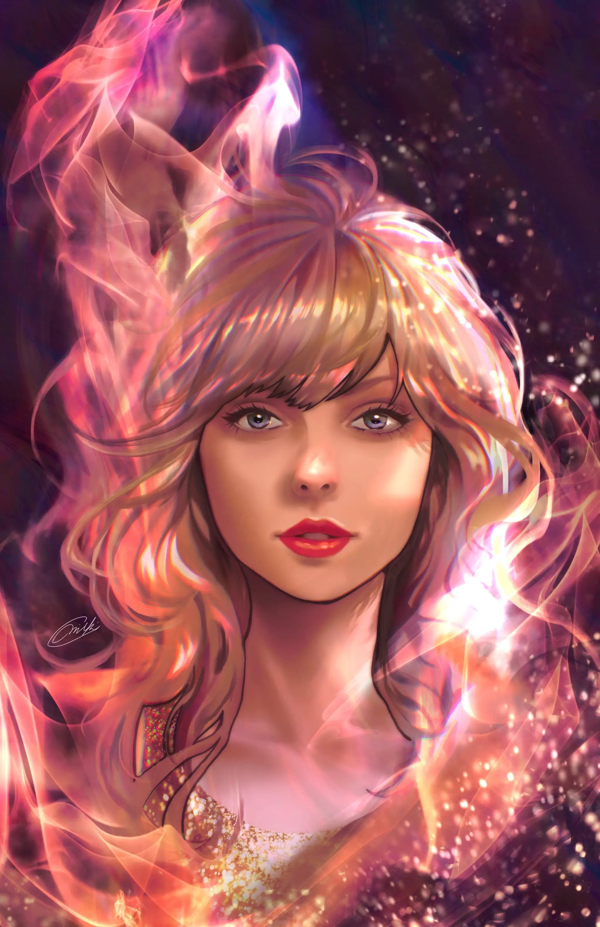 Chromed comic book featuring Taylor Swift on the cover, exclusive female force #2 by Unknown Comics, limited edition of 30 copies.