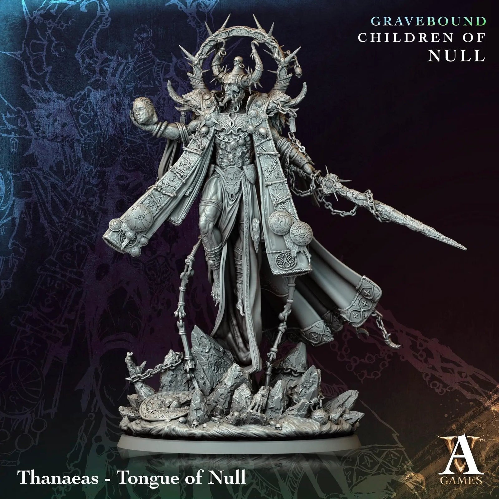 3D printed Thanaeas Tongue of Null miniature from Last Hope Miniatures by Archvillain Games, detailed fantasy creature with intricate design.