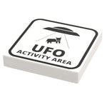 UFO Activity Area Sign (2x2 Tile, Minifig Scale) made using LEGO part by B3 Customs