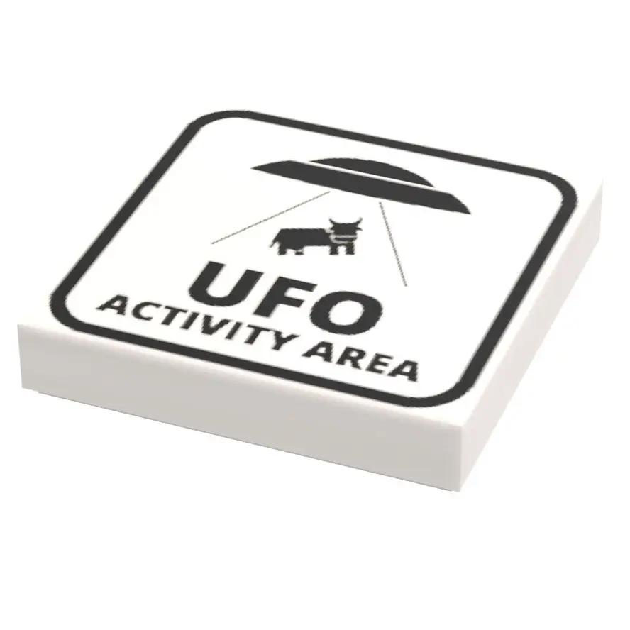 UFO Activity Area Sign (2x2 Tile, Minifig Scale) made using LEGO part by B3 Customs