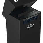 Ultimate Guard Deck Case 80+ by The Mighty Hobby Shop, showing a sleek black card storage case with secure lid and customizable interior.