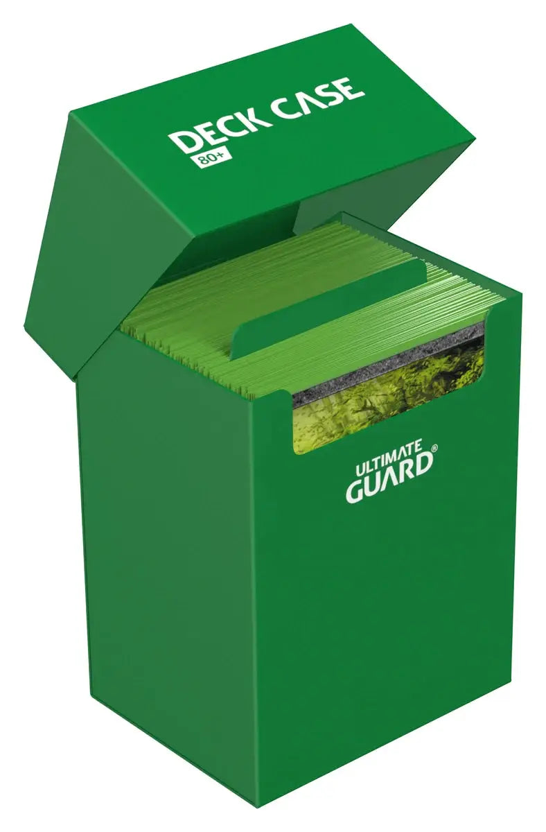Ultimate Guard Deck Case 80+ by The Mighty Hobby Shop, black plastic with secure lid holding up to 80 gaming cards.