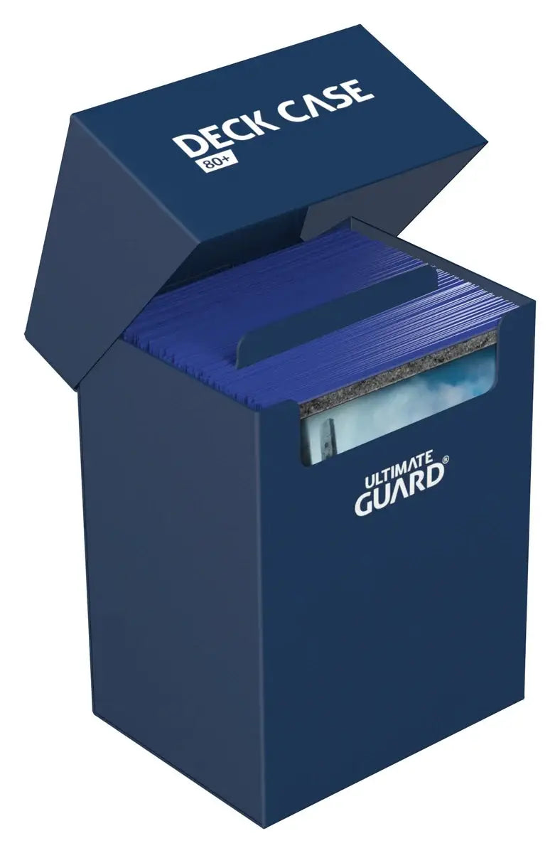 Ultimate Guard Deck Case 80+ by The Mighty Hobby Shop, showing a sleek black card storage case with 80+ card slots.