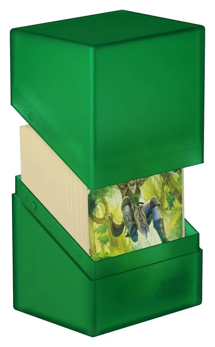 Ultimate Guard Boulder 80+ card storage box from The Mighty Hobby Shop, featuring a sturdy black container for trading cards.