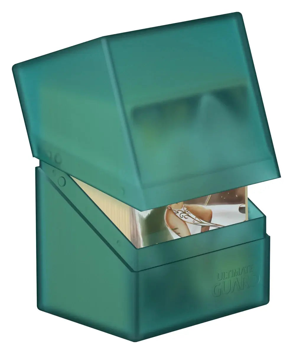 Ultimate Guard Boulder 80+ card storage box by THE MIGHTY HOBBY SHOP, showcasing its sturdy design and capacity for trading cards.