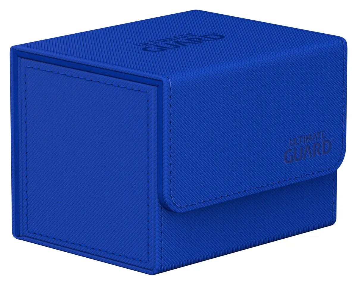 Ultimate Guard Sidewinder 100+ Xenoskin storage box with a sleek black design, designed for trading cards and accessories.