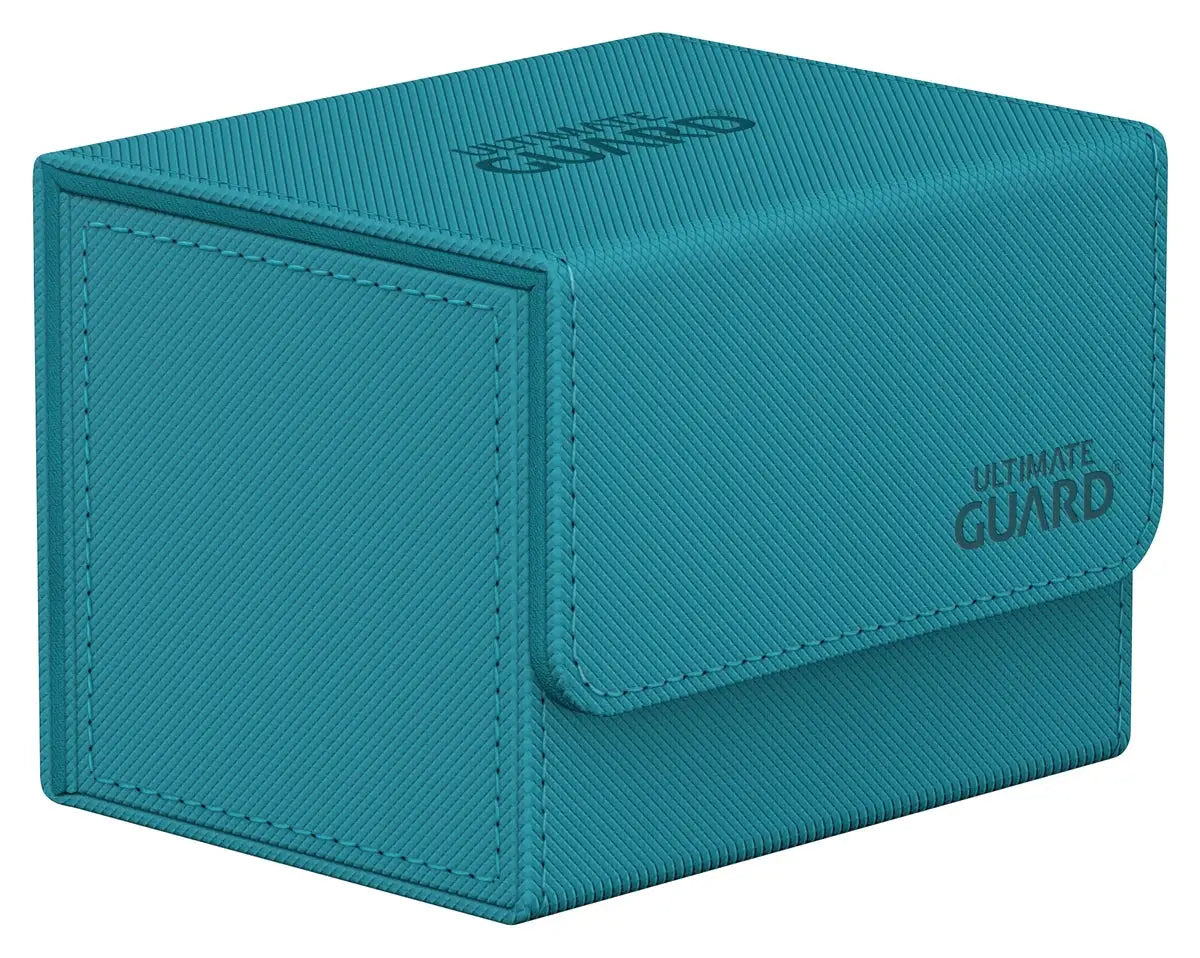 Ultimate Guard Sidewinder 100+ Xenoskin card storage box with sleek black design and durable Xenoskin material for secure card organization.