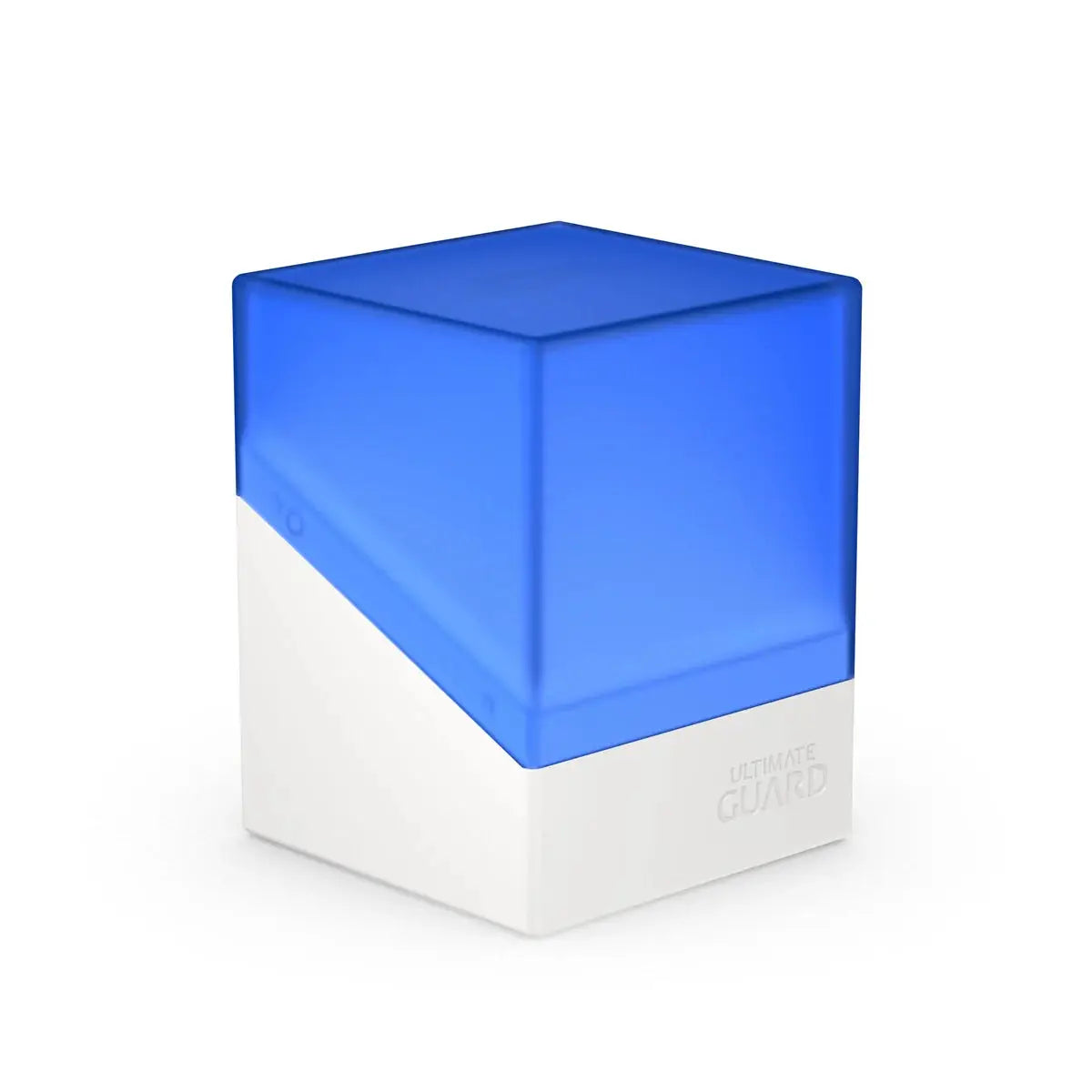 Ultimate Guard Boulder 100+ Synergy card storage box with secure lid and sturdy design for trading card organization.