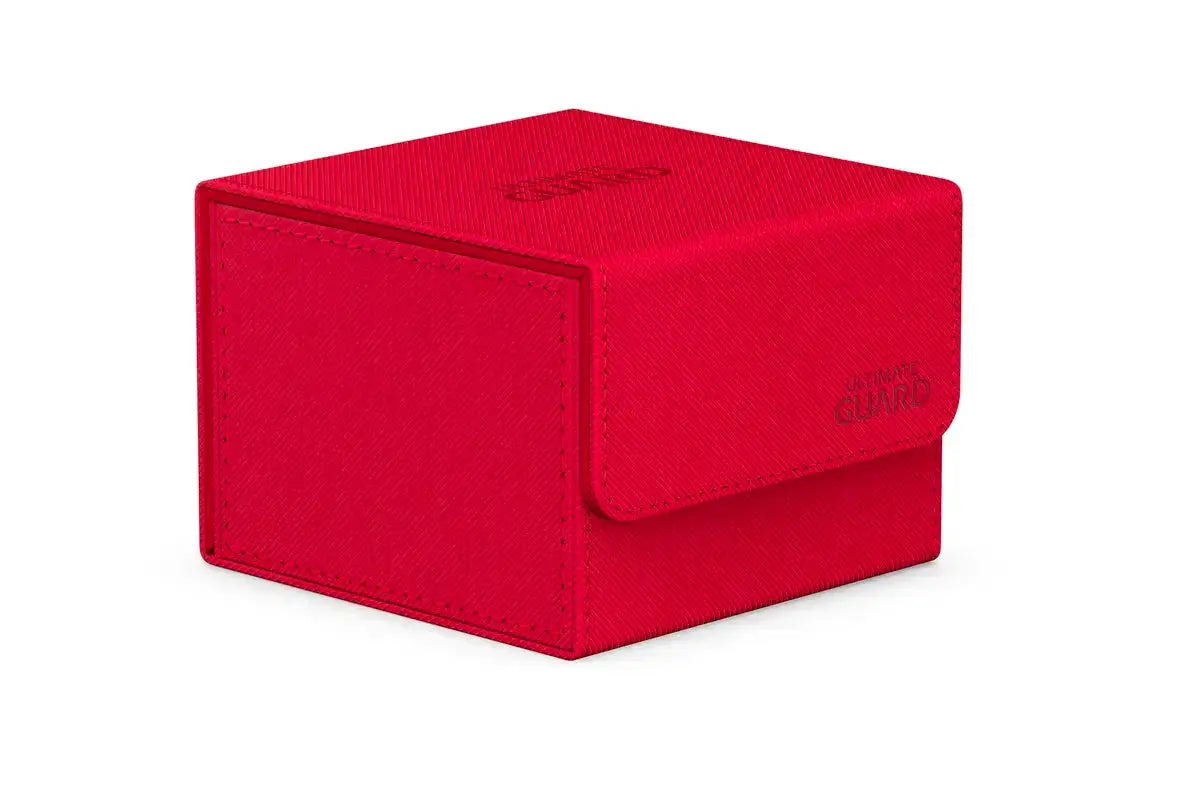 Ultimate Guard Sidewinder 133+ Xenoskin red card storage box with sleek design and durable exterior for collectible cards.