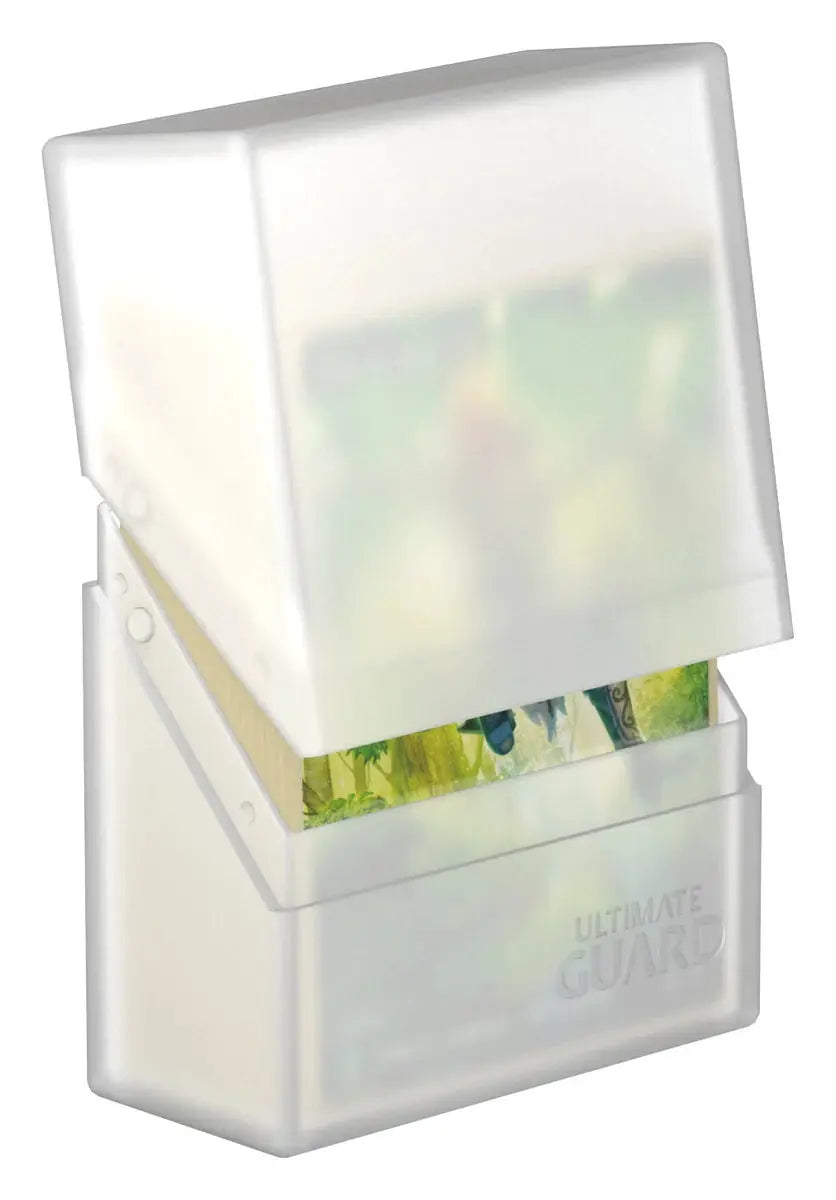 Ultimate Guard Boulder 40+ trading card storage box, durable black case with secure latch for safe card organization