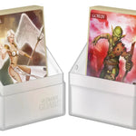 Ultimate Guard Boulder 40+ card storage box with clear lid and black exterior, designed for safe card organization and transport.