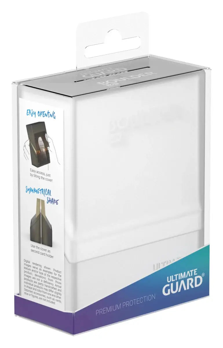 Ultimate Guard Boulder 40+ trading card storage box with secure lid and sturdy design for card protection.