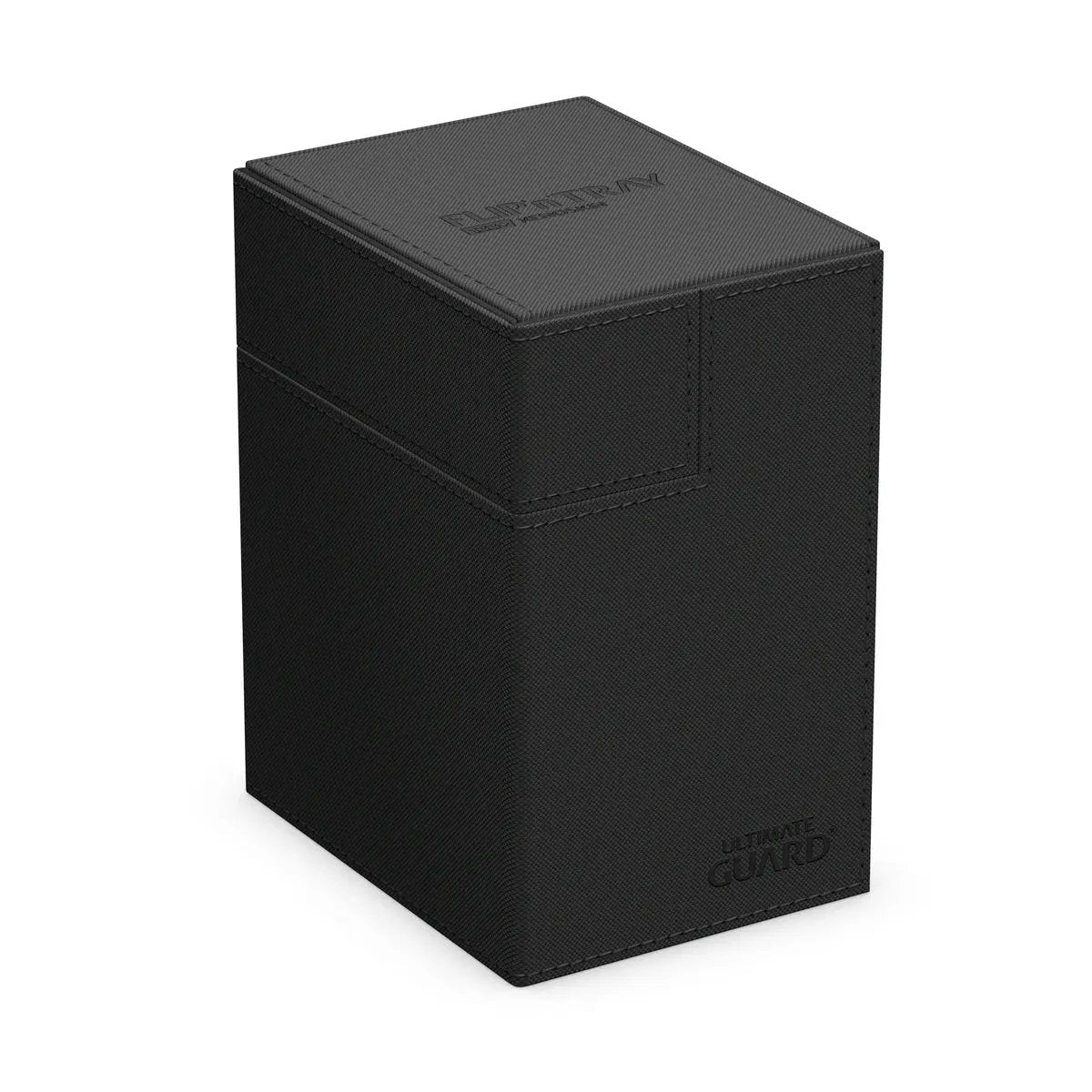 Ultimate Guard Flip'n'Tray 133+ Xenoskin card storage tray with black Xenoskin finish, designed for organized trading card storage.
