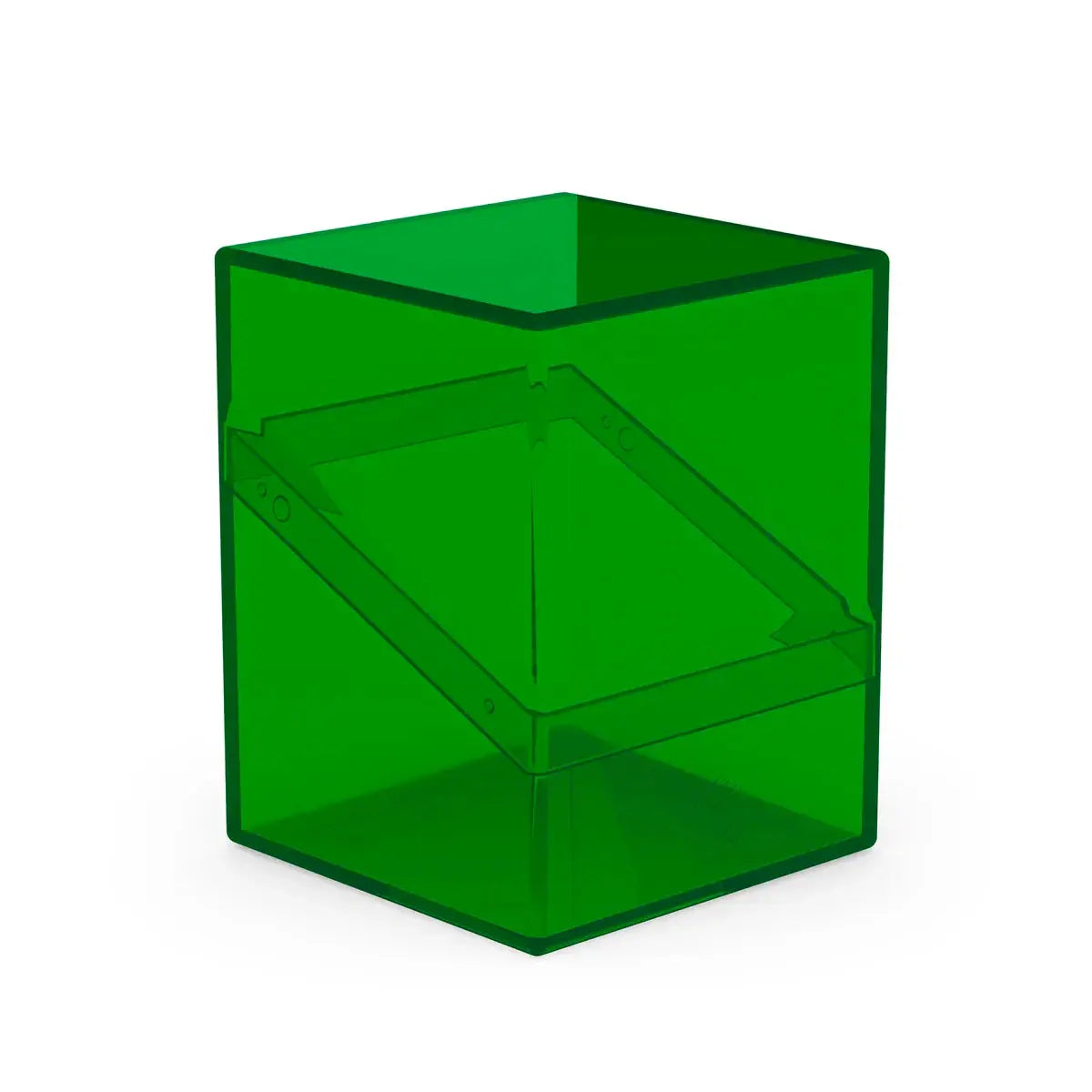 Clear Ultimate Guard Boulder 100+ card storage box, durable and portable for organizing trading cards.