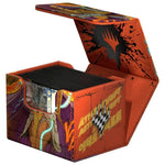 Ultimate Guard Sidewinder 100+ Xenoskin card storage box with black exterior and secure clasp.